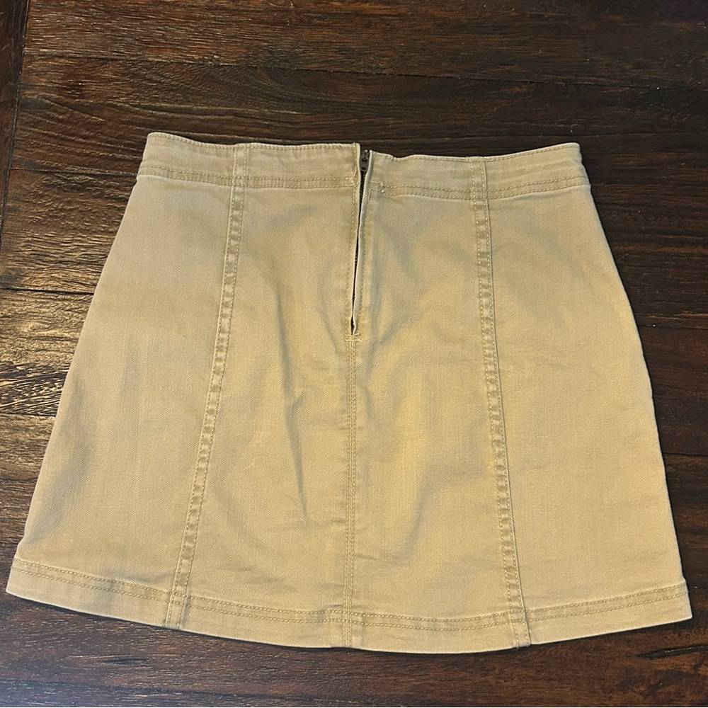 Y2K Vintage Aeropostale Beige Suede Lace-Up Festival Mini Skirt - Picture 3 of 7